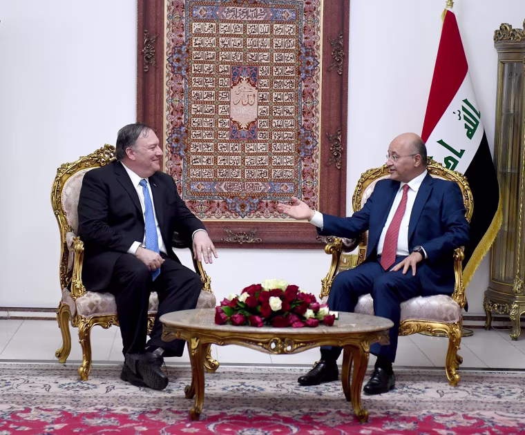 Image: Iraq's President Barham Salih meets with U.S. Secretary of State Mike Pompeo in Baghdad