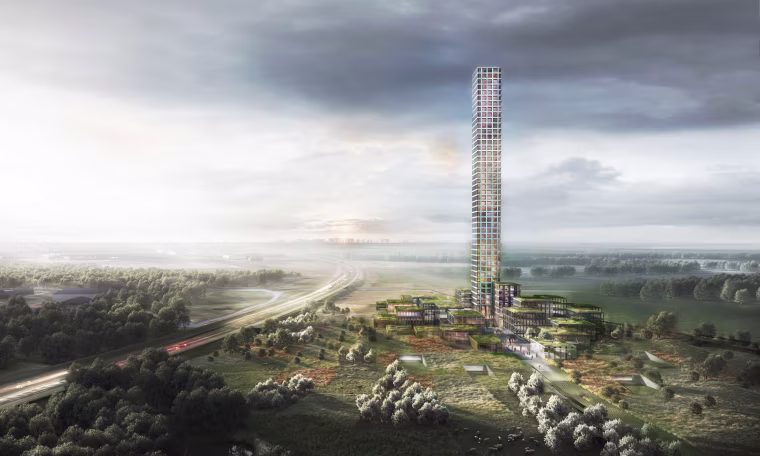 Clotihing company BESTSELLER is planning a skyscraper headquarters for the small Danish town of Brande The tower was approved by the city council in March 2019 but start and end dates have not yet been determined. BESTSELLER is aiming to make the project sustainable certified according to the DGNB sustainability certification system