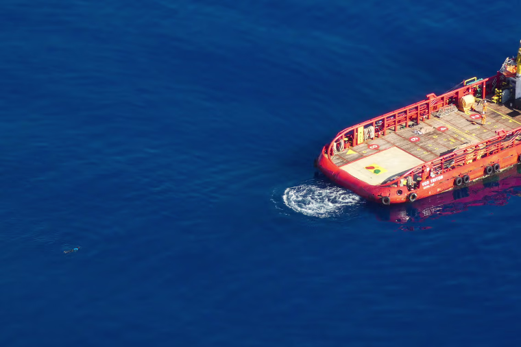 Image: Aerial footage from Germany's Sea-Watch's Moonbird aircraft in SAR zone off Libya's coast