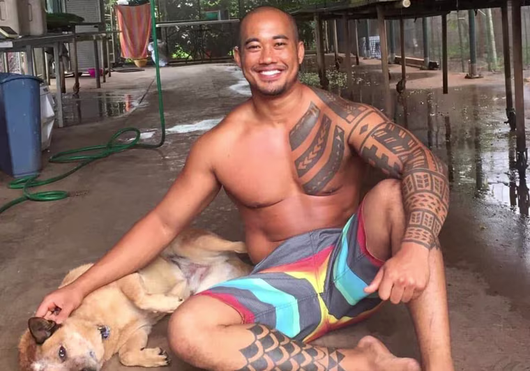 Image: Searchers in a helicopter located the body of Noah "Kekai" Mina, 35, about 300 feet below a fall line in the summit region of Mauna Kahalawai in Maui Wednesday morning.