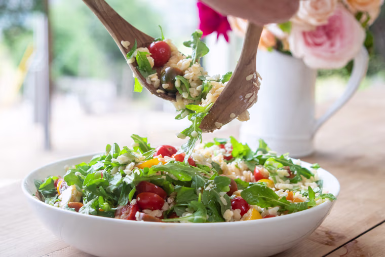 ORZO WITH CHERRY TOMATOES, FETA, AND MINT