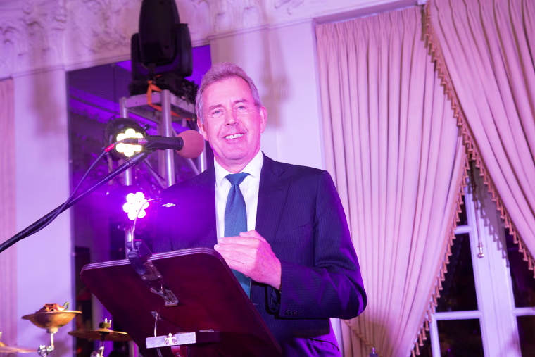 Image: Kim Darroch presents an award at the White House Correspondents' Dinner pre-party at the British embassy on April 27, 2018.