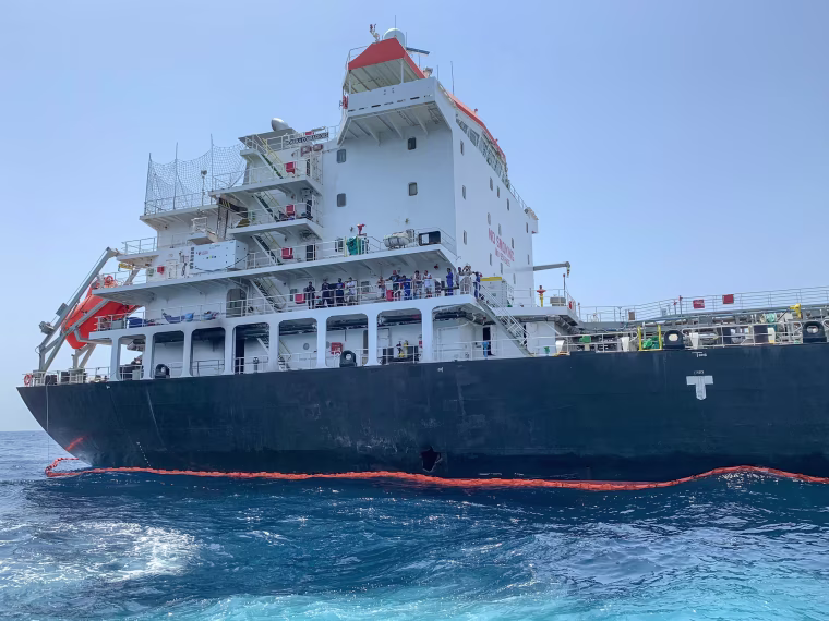 Image: The damage to Japanese oil tanker Kokuka Courageous off the port of the Gulf emirate of Fujairah