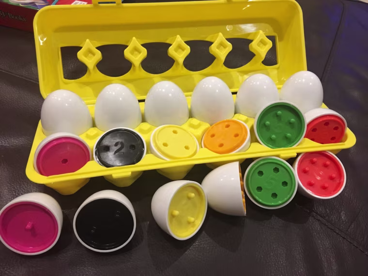 The eggs come in a variety of vibrant colors.