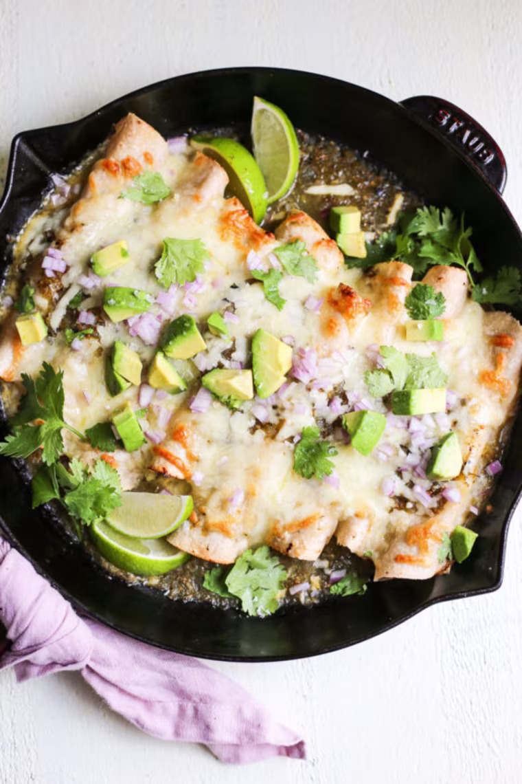 Sour Cream and Green Chicken Enchiladas