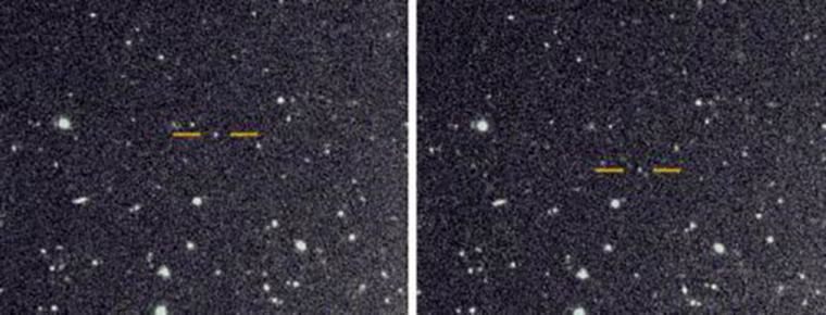 The discovery images for the newly found very distant prograde moon of Saturn.