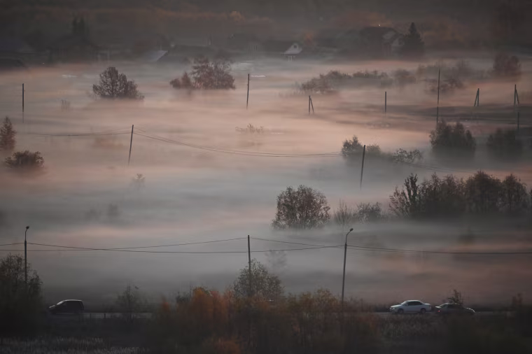Image: A morning fog is seen in Omsk