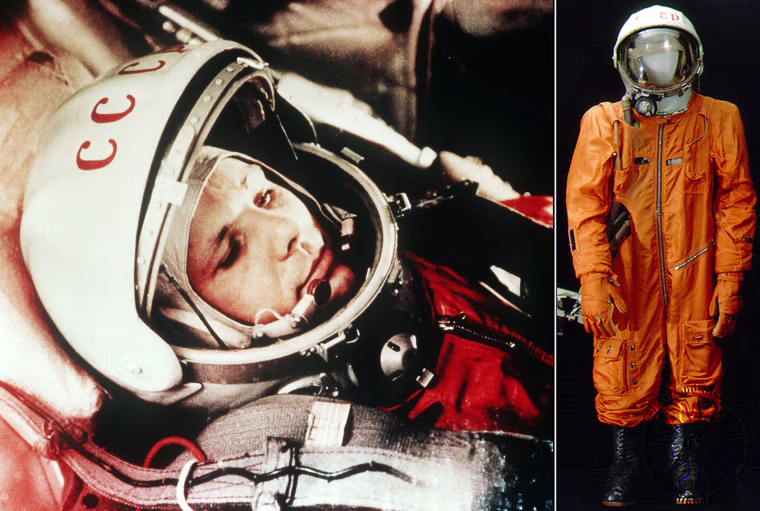 ARCHIV - Das Archivbild vom April 1961 zeigt den sowjetischen Kosmonauten Juri Gagarin in seinem Raumanzug kurz vor seinem Start zum ersten bemannten Weltraumflug. Photo by: Lehtikuva/picture-alliance/dpa/AP Images