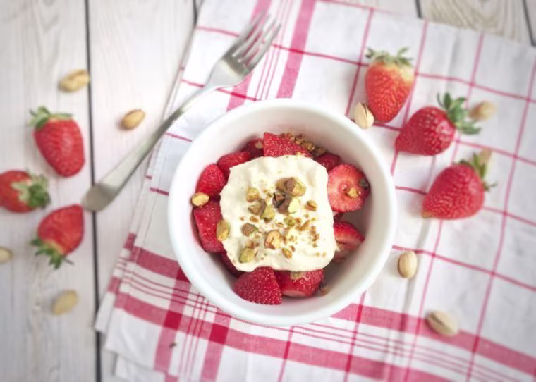 Lemon Tofu Creme over Strawberries
