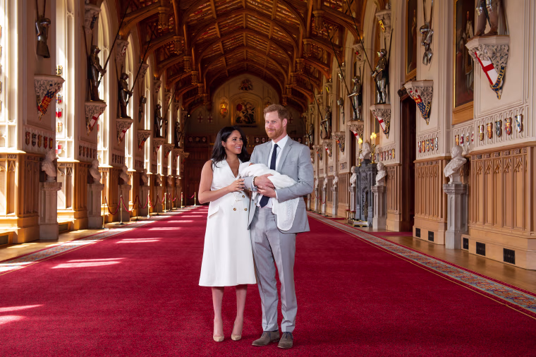 The Duke & Duchess Of Sussex Pose With Their Newborn Son