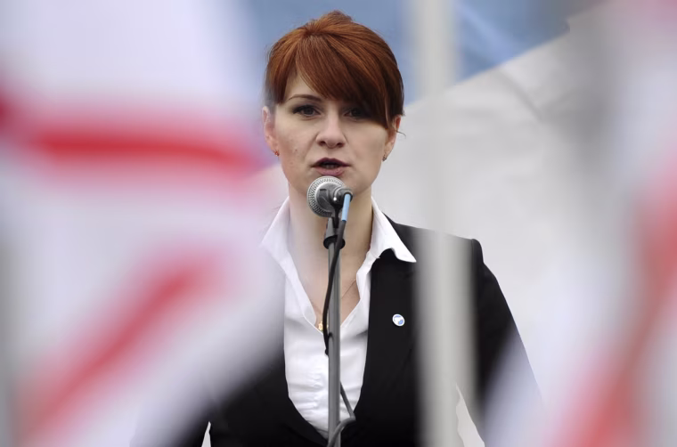 Image: Mariia Butina speaks to a crowd in Moscow in 2013