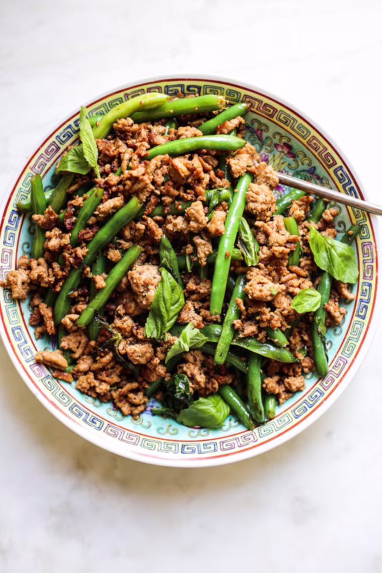 Turkey, Green Bean and Basil Stir Fry