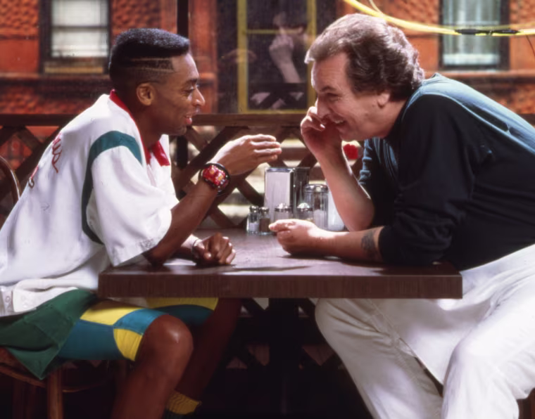Spike Lee and Danny Aiello on the set of "Do the Right Thing" in 1989.