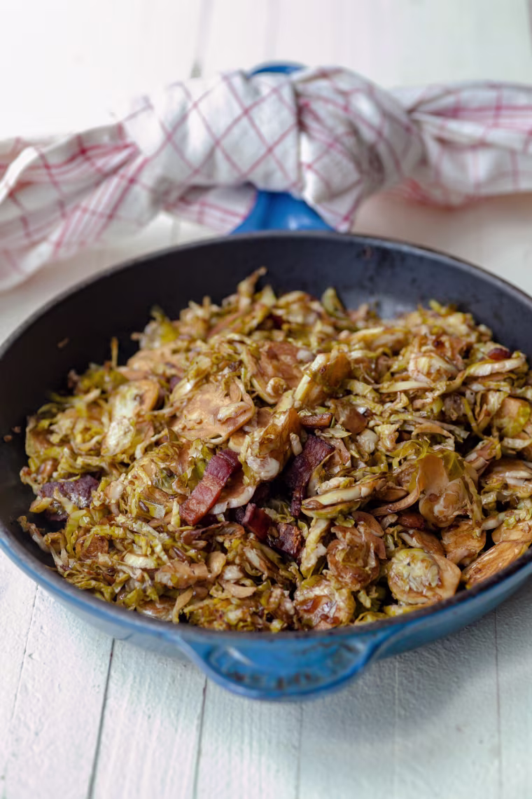 Image: Balsamic glazed shredded Brussels sprouts with bacon