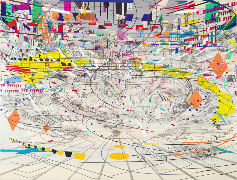 Julie Mehretu, Stadia II, 2004, ink and acrylic on canvas.