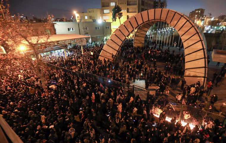 Image: Iranians students demonstrate following a tribute for the victims of Ukraine International Airlines Boeing 737 in front of the Amirkabir University in the capital Tehran