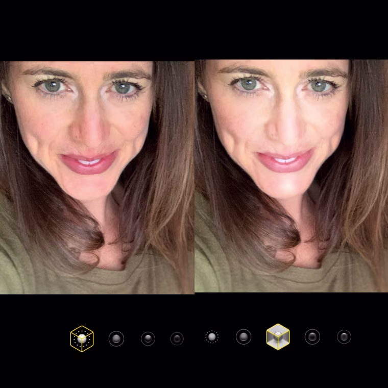 Portrait mode selfies, natural (left) and contour (right)