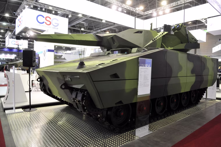 The disqualified German Lynx KF41 bid for the Optionally Manned Fighting Vehicle prototype competition.