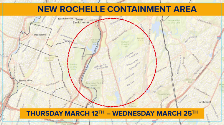 The New Rochelle, N.Y. containment Zone.