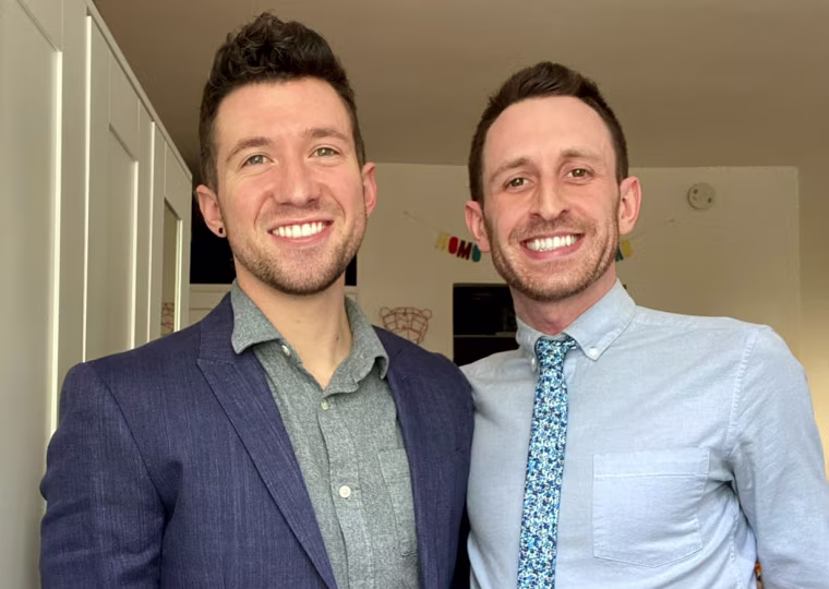 Image: Mitch Case and Brian Brown are one of several New York City couples who got married in their apartment during the coronavirus outbreak.