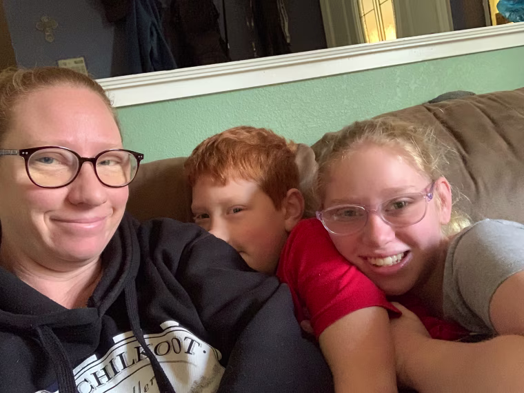 Kimber Rice with her two children.