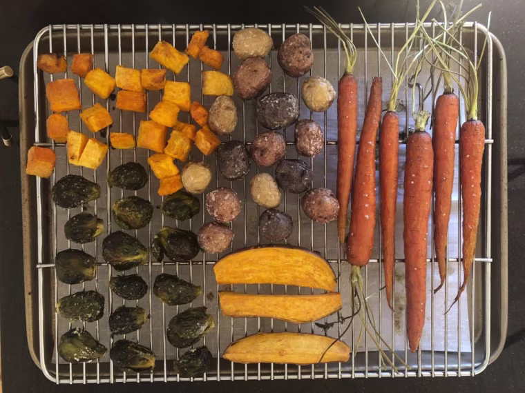 Cooking time depends on the weight of the vegetables you're using.