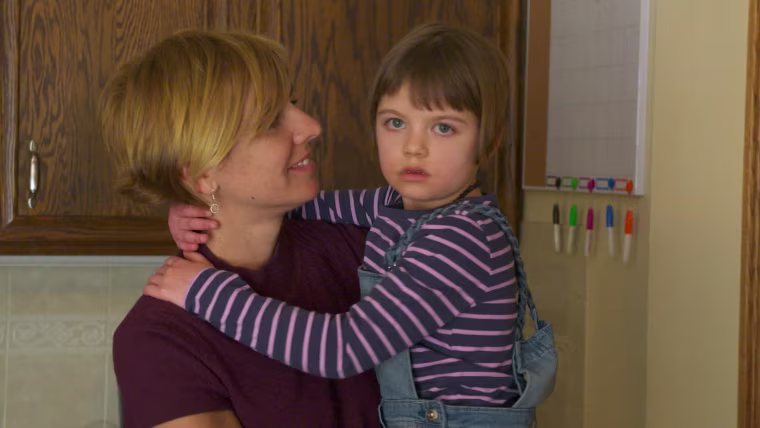 Paige Figi and her five year old daughter Charlotte inside their home in Colorado.