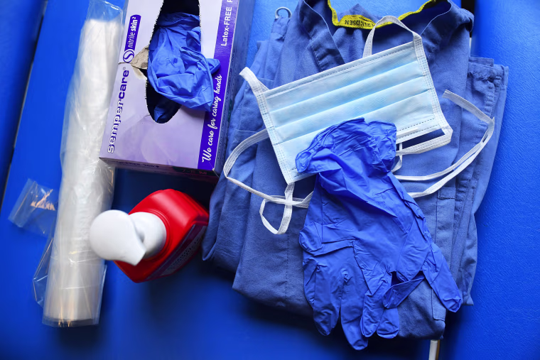 Image: Level 1 Personal Protective Equipment (PPE) at the Hospital for Tropical Diseases, as the number of coronavirus disease (COVID-19) cases grow around the world, in London.