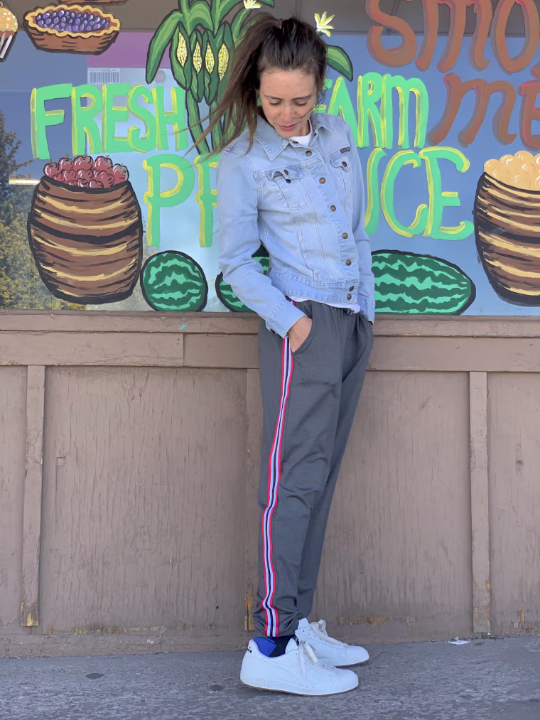 Leggings Depot gray stripe joggers