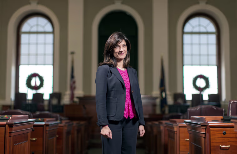 Image: Sara Gideon in Augusta, Maine, in 2016.