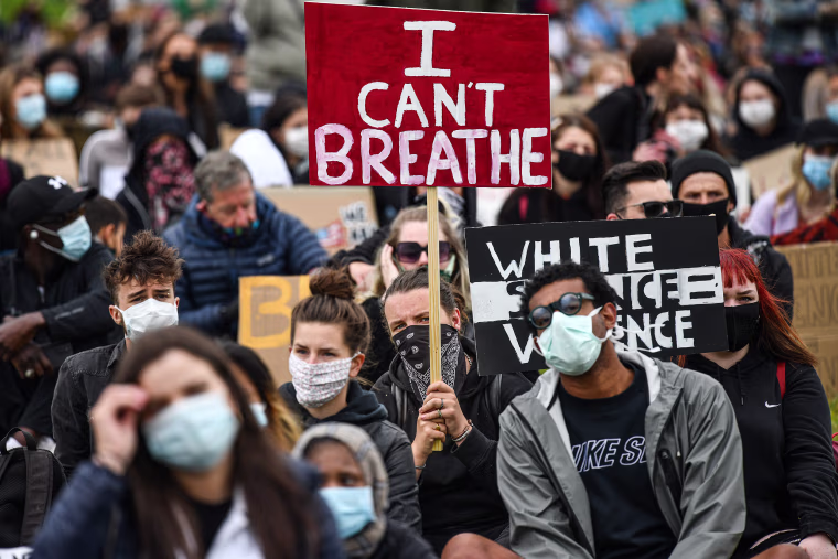Image: Protesters attend a Black Lives Matter demonstration against racism and police brutality in Holyrood Park, Edinburgh on Sunday.
