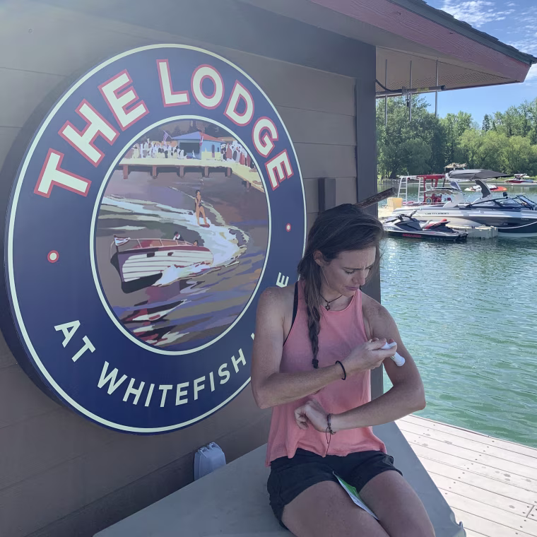 Using the Bug Bite Thing at the lake