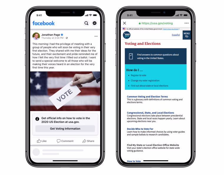 Labels on posts about voting from federal elected officials and candidates.