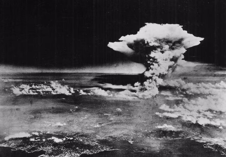 Image: The mushroom cloud about one hour after the nuclear bomb was detonated above Hiroshima on Aug. 6, 1945.