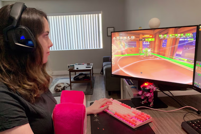 Jessica DiPaola works as a virtual camerawoman, making it possible for people to watch  Overwatch League, an esports league, online.