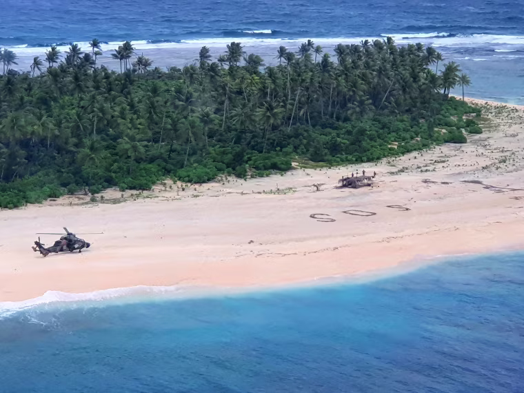 Image: Sailors stranded on a Micronesian island