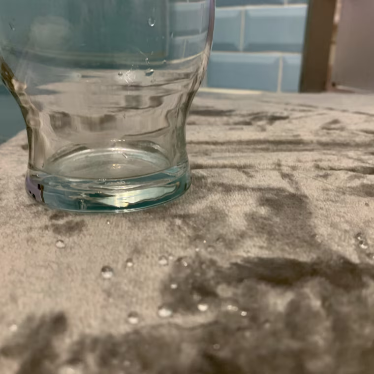 water droplets on my memory foam bath mat