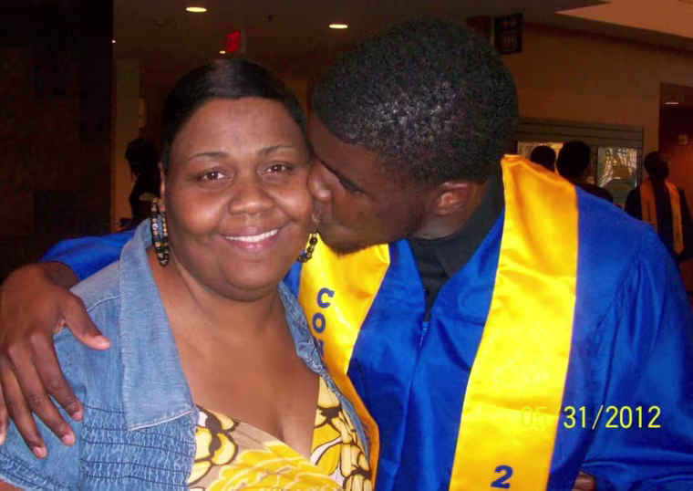 LaDarius and her mother, Anissa, at his high school graduation.