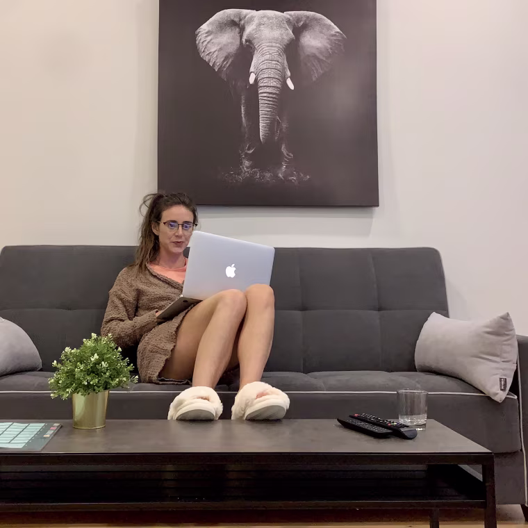 wearing my slippers while working from home