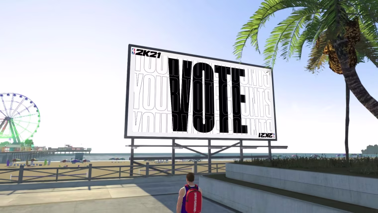 IMAGE: Voter education billboard in 'NBA 2K21'