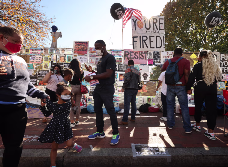 Image: ***BESTPIX*** Supporters Of Joe Biden Celebrate Across The Country, After Major Networks Project Him Winning The Presidency