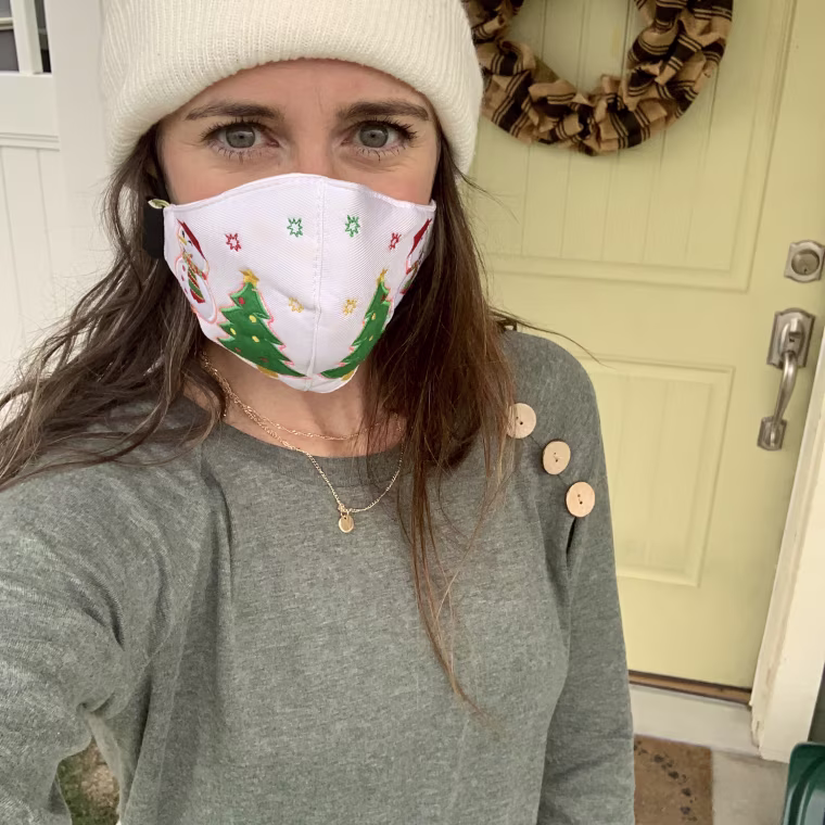 leaving my house in my light up mask