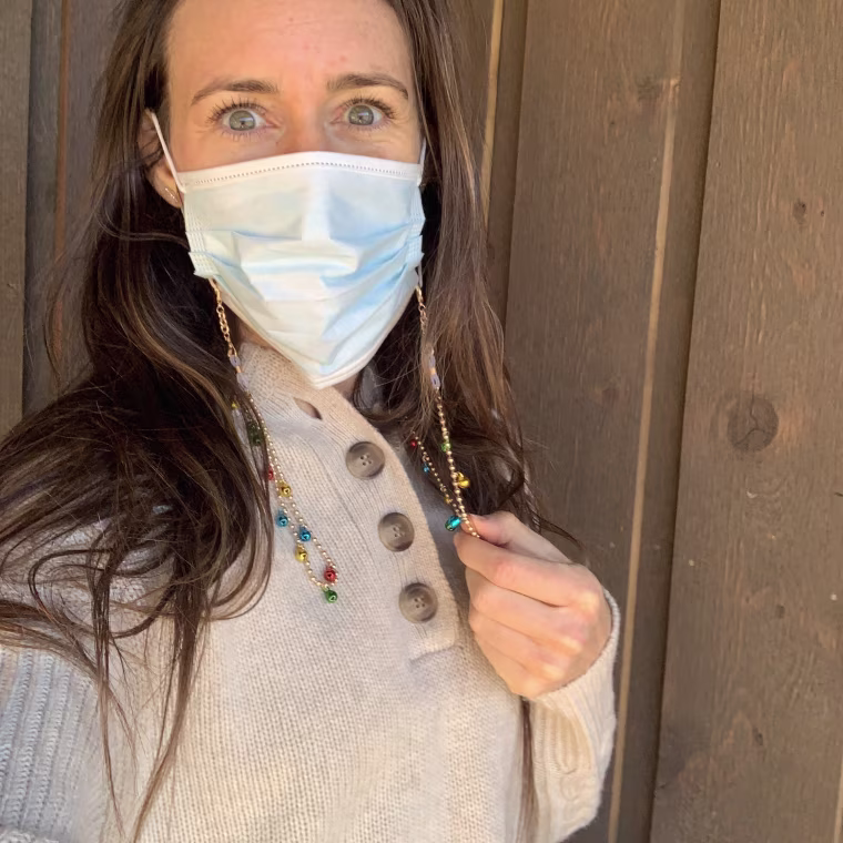 wearing my lanyard to dress up my plain surgical mask