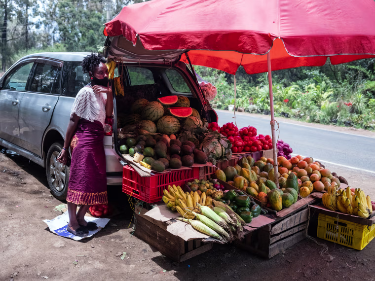 Image: Vegetables sold from a car in Kenya