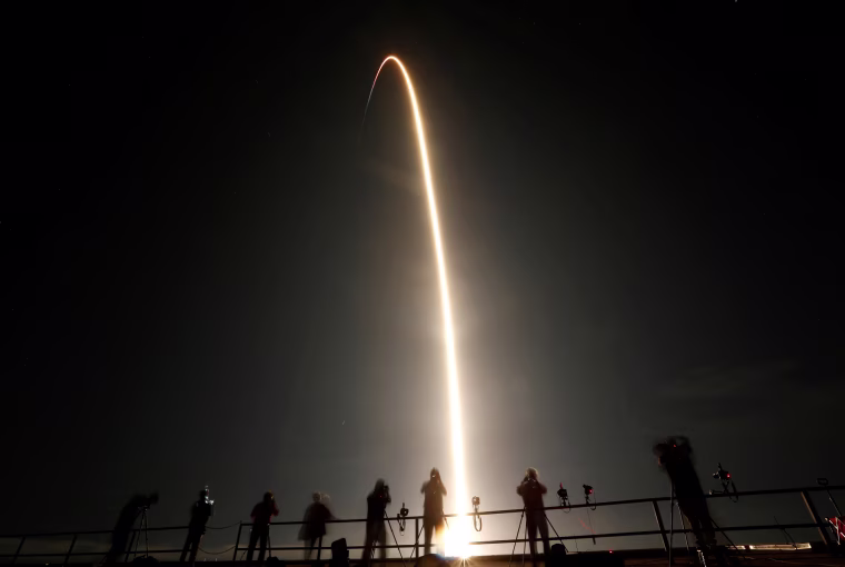 Image: SpaceX Falcon 9 rocket, topped with Crew Dragon capsule, is launched carrying four astronauts on the first operational NASA commercial crew mission at Kennedy Space Center in Cape Canaveral