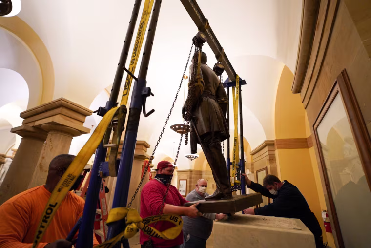 Image: Confederate General Robert E. Lee statue is removed from U.S. Capitol, in Washington