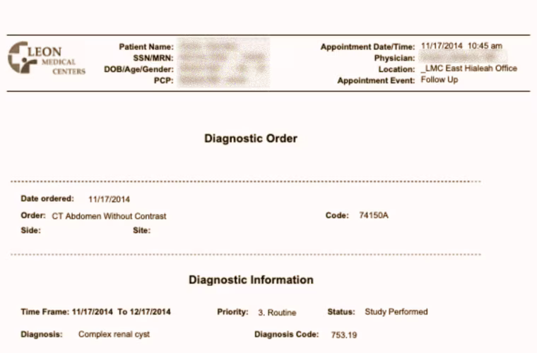 Redacted image leaked from Leon Medical Centers.