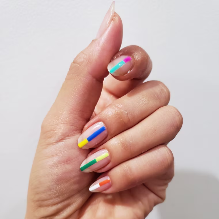 Sarah Chue showing off trendy manicure nail design
