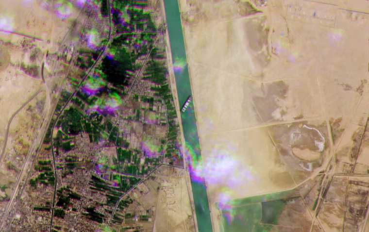 Image: Ever Given (Evergreen) blocking the Suez Canal