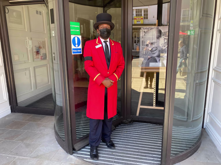 Image: Matthew Callender, head doorman at Macdonald Windsor Hotel.
